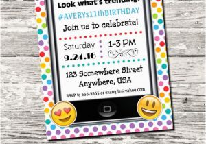 Mobile Birthday Invitations Emoji Cell Phone Trending Birthday Party Invitation