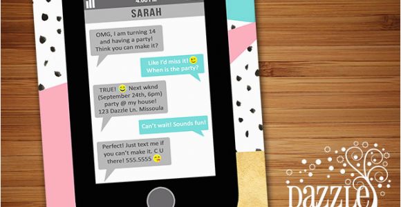 Mobile Birthday Invitations Printable Cell Phone Text Message Birthday Invitation
