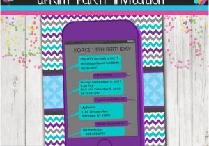 Mobile Birthday Invitations Teen Birthday Party Invitation Cell Phone Texting Invitation