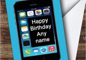 Mobile Phone Birthday Cards Funny Joke iPhone Mobile Phone Personalised Birthday Card