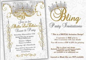 Money Tree Invitation Wording Birthday Bling Diamond Party Invitations Quinceanera Invitation Party