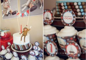 Monkey 1st Birthday Decorations sock Monkey 1st Birthday Party Pizzazzerie