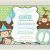 Monkey 1st Birthday Invitations Boys Blue and Green Monkey 1st Birthday Invitation