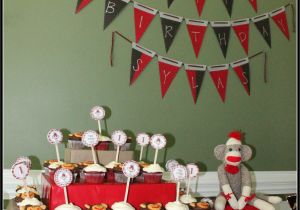 Monkey Birthday Decorations 1st Birthday Sylas 39 S Diy 39 sock Monkey 39 1st Birthday Party Project Nursery