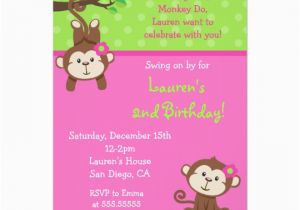 Monkey Birthday Invites Mod Monkey Birthday Invitations Zazzle Com
