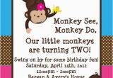 Monkey Birthday Invites Twins Monkey Birthday Invitations Printable Party Invite
