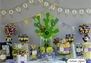 Monkey Decorations for Birthday Party Purple and Yellow Monkey Birthday Party Dimple Prints