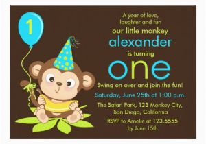 Monkey First Birthday Invitations Cute Little Monkey First Birthday Invitation Zazzle