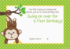 Monkey First Birthday Invitations Free Printable 1st Monkey Birthday Invitation Free