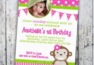 Monkey First Birthday Invitations Mod Monkey Birthday Invitation 1st Birthday by