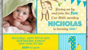 Monkey First Birthday Invitations Mod Monkey Birthday Invitation 1st Birthday Polka Dot