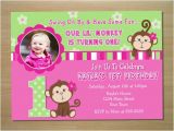 Monkey First Birthday Invitations Monkey Girl 1st Birthday Invitation Digital by