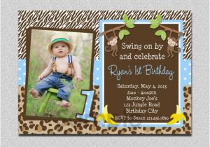 Monkey Invitations for 1st Birthday Boys Jungle Birthday Invitation Monkey Birthday Invitation