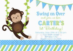 Monkey themed Birthday Invitations Birthday Invitations Monkey 1st Party Invites Birthday