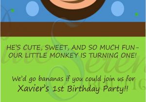 Monkey themed Birthday Invitations Monkey themed Birthday Invitation Jpg Pdf by