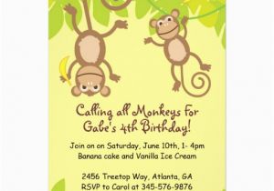 Monkey themed Birthday Invitations Monkey themed Birthday Party Invitation 5 Quot X 7 Quot Invitation