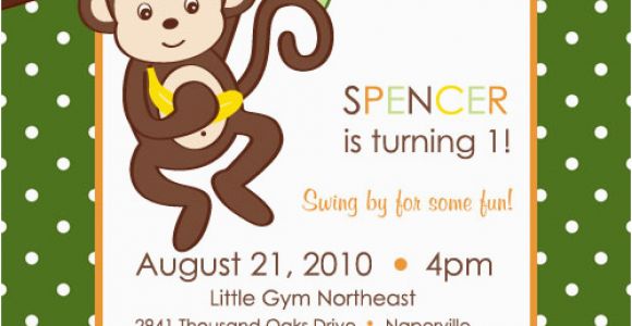 Monkey themed Birthday Invitations Monkey themed Play Group Birthday Party