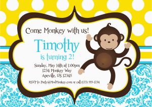 Monkey themed Birthday Party Invitations Free Monkey Birthday Invitations Bagvania Free Printable