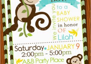 Monkey themed Birthday Party Invitations Free Printable Baby Shower Monkey Invitations theme