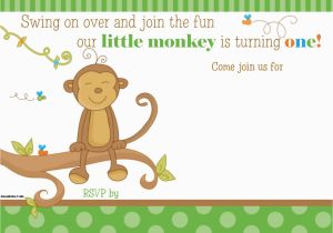 Monkey themed Birthday Party Invitations Free Printable Little Monkey Birthday Invitation Template