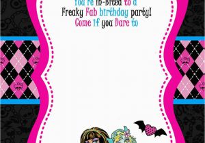 Monster High Birthday Invitations Online Free Printable Monster High Birthday Invitations Layout
