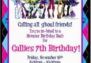 Monster High Personalized Birthday Invitations 12 Custom Monster High Inspired Birthday Invitations