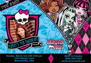 Monster High Personalized Birthday Invitations Customized Monster High Birthday Invitations by Partytimefun