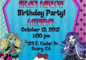 Monster High Personalized Birthday Invitations Monster High Personalized Printable Birthday Party Invitation