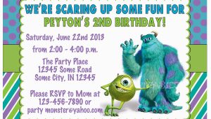 Monster Inc Birthday Invitations Monsters Inc Birthday Invitation Custom Digital File