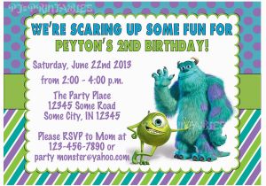 Monster Inc Birthday Invitations Monsters Inc Birthday Invitation Custom Digital File