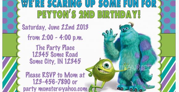 Monster Inc Birthday Invitations Monsters Inc Birthday Invitation Custom Digital File