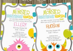Monster themed Birthday Invitations Monster Birthday Party Invitations Oxsvitation Com