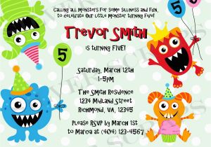 Monster themed Birthday Invitations Monster Invitations Birthday Best Party Ideas