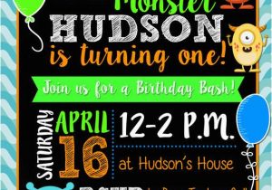 Monster themed Birthday Invitations Monster themed Birthday Invitation