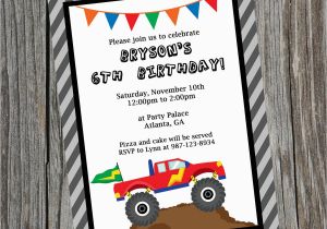 Monster themed Birthday Party Invitations Custom Printable Monster Truck Birthday Party Invitation