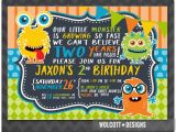 Monster themed Birthday Party Invitations Little Monster Birthday Invitation Boy or Girl Birthday