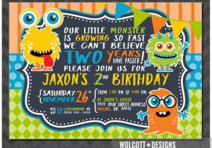 Monster themed Birthday Party Invitations Little Monster Birthday Invitation Boy or Girl Birthday