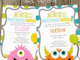 Monster themed Birthday Party Invitations Monster Birthday Party Invitation