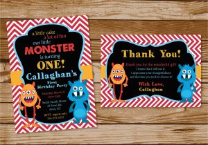 Monster themed Birthday Party Invitations Monster themed Birthday Party Invitations Printing by