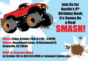 Monster Truck Birthday Invitations Free Printable Free Printable Monster Truck Birthday Invitations Free