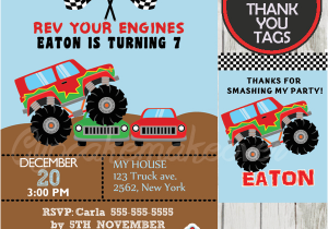 Monster Truck Birthday Invitations Free Printable Monster Truck Birthday Party Invitation Personalized D1