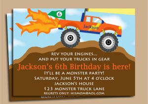 Monster Truck Birthday Invitations Free Printable Monster Truck Invitation Printable or Printed by
