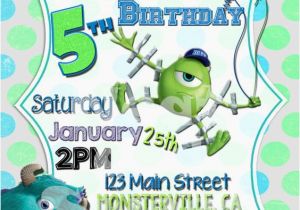 Monsters Inc Birthday Invitations Template 5 X 7 Printable Monsters University Birthday Invitation