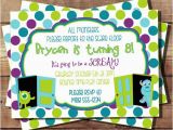 Monsters Inc Birthday Party Invitations Sulley Mike Monsters Inc Inspired Birthday Invitation