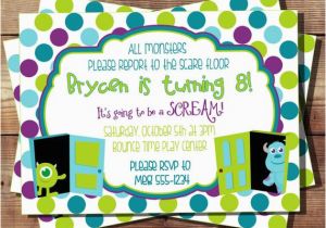 Monsters Inc Birthday Party Invitations Sulley Mike Monsters Inc Inspired Birthday Invitation