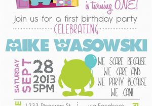 Monsters Inc First Birthday Invitations Printable Monsters Inspired 1st Birthday Birthday