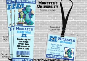 Monsters University Birthday Invitations Monsters University Party Invitation Ticket Style or Badge