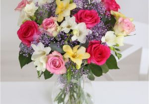 Moonpig Birthday Flowers Rose and Freesia Bouquet 30 6 X White Freesia 3 X