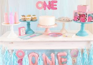 Motif for 1st Birthday Girl Donut First Birthday Party Connoisseurs Of Celebration
