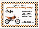 Motocross Birthday Invitations Dirt Bike Birthday Party Invitations orange Dirt Bike